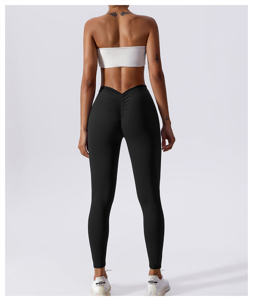 Pleated V-shaped Back Leggings