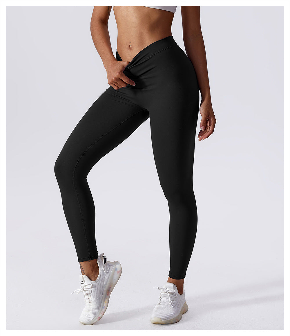 Pleated V-shaped Back Leggings