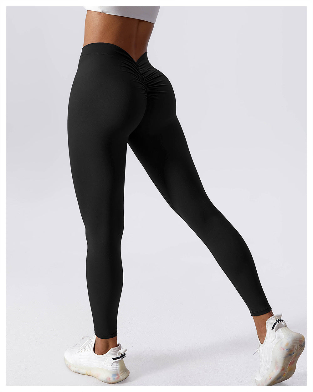 Pleated V-shaped Back Leggings