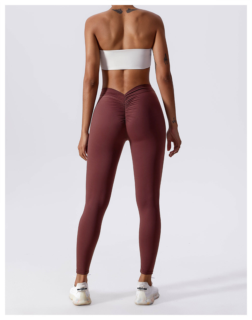 Pleated V-shaped Back Leggings