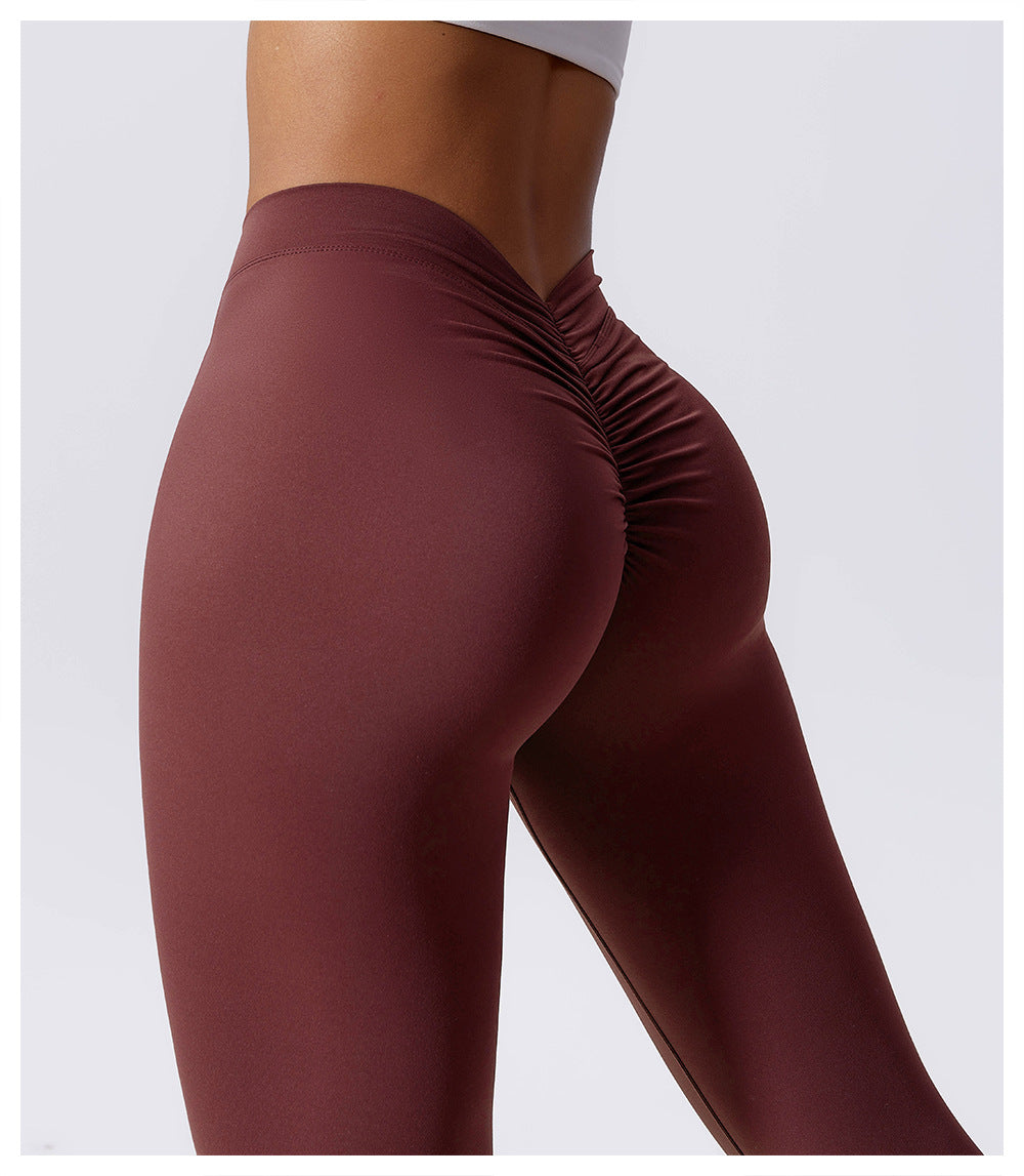 Pleated V-shaped Back Leggings