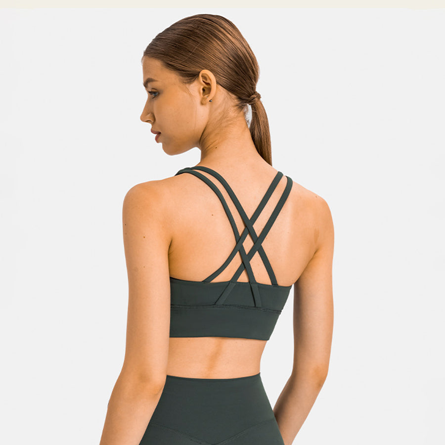 Cross back sports bra