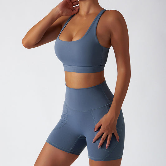 Race Back sports Bra Compression Yoga Short Set